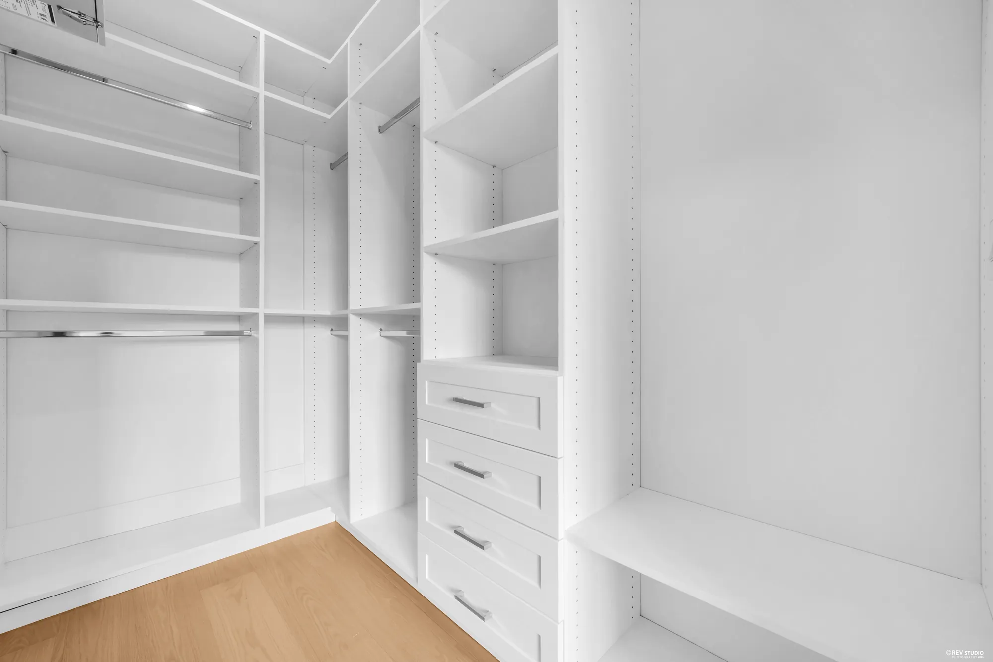 Walk-in closet with built-in shelving